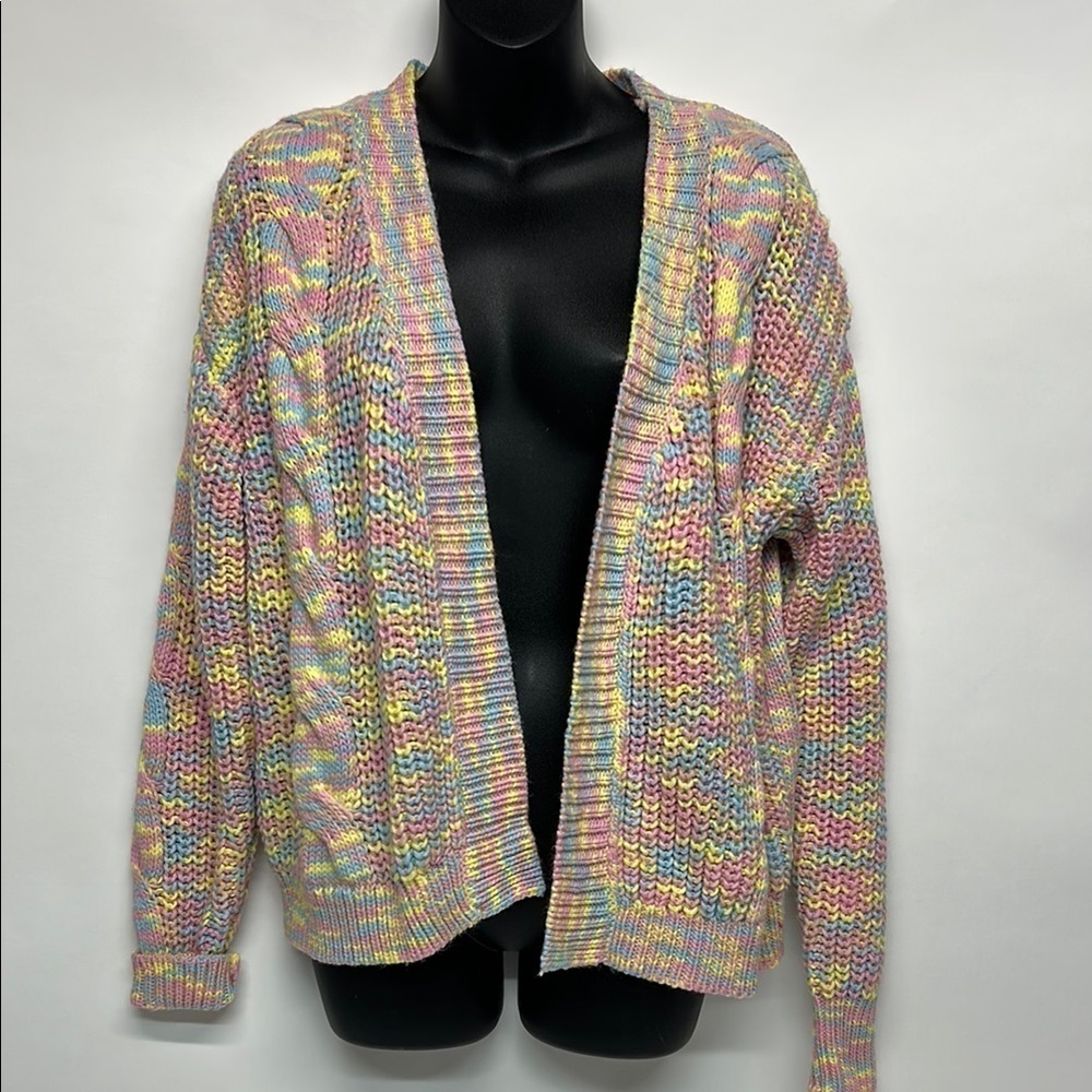 NWT Multicolor Women's  pastel knit, Easter sweater cardigan size small